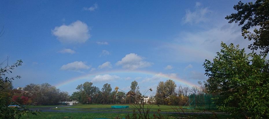 rainbow across campus